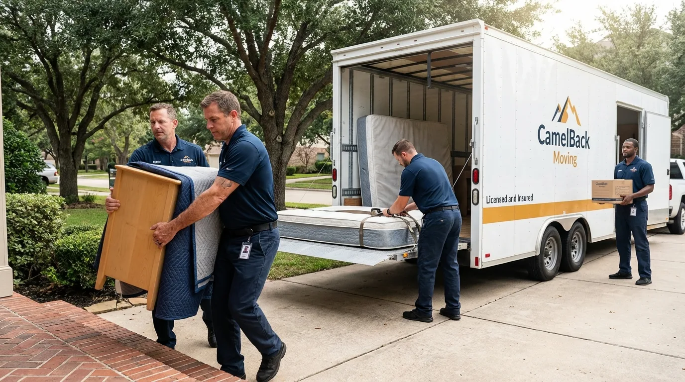 Crew loading residential truck for cross-state move from Wymore, NE