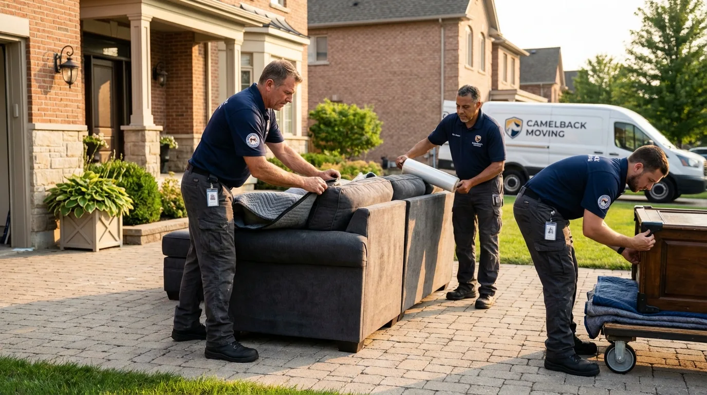 Large estate moving crew wrapping furniture in Wymore, NE